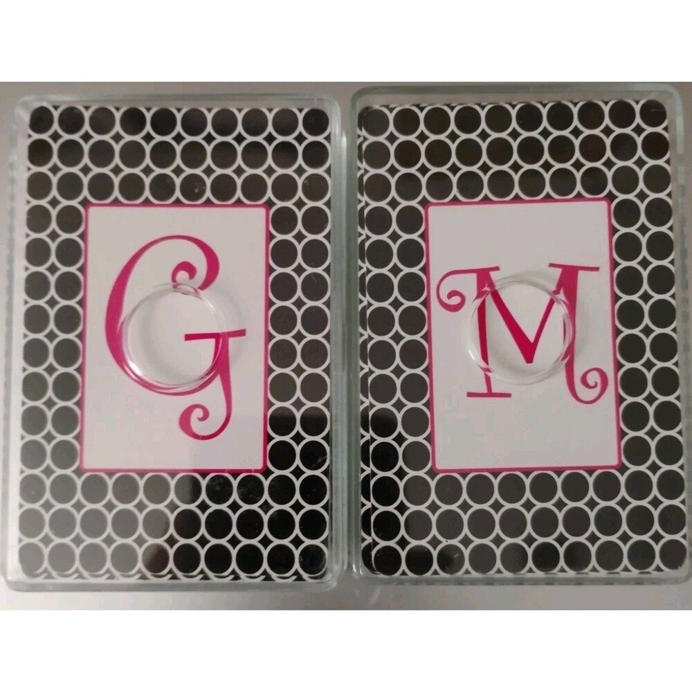 Vintage Monogrammed Initial Playing Cards Set Deck M and G Retro Black White